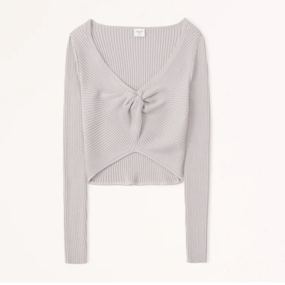 Abercrombie Twist-Front Sweater Top light taupe